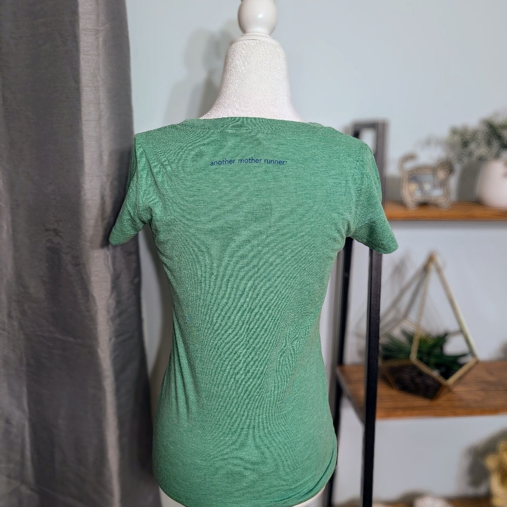 Bella Canvas Heather Green Tee with Blue Text - Picture 3 of 4